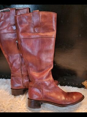 Emporionaka Brazilian Made Womens Tall Leather Riding Boots in Rich Brown 40